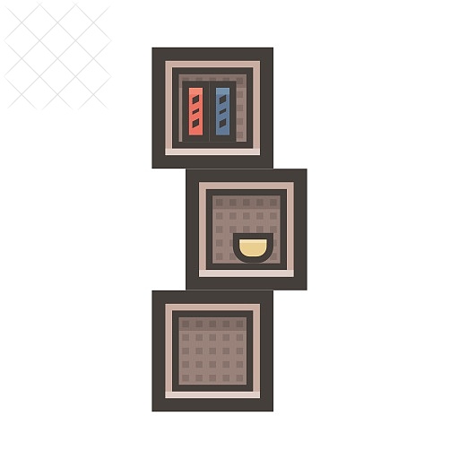 Minimalistic, shelves, furniture, storage icon.