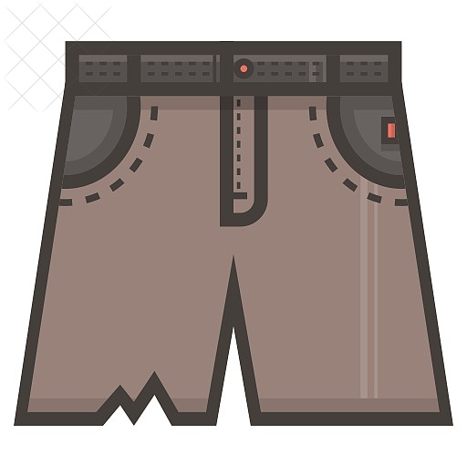 Brown, jeans, short, shreded, pants icon.