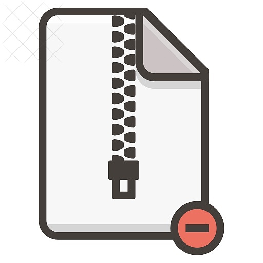 Document, archive, file, remove, zip icon.
