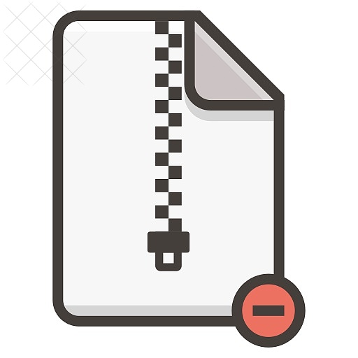 Document, archive, file, remove, zip icon.