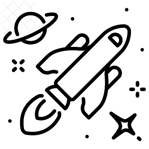 Astronomy, exploration, galaxy, rocket, shuttle icon.