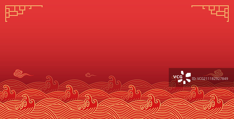 中式傳統海浪紋矢量背景圖圖片素材