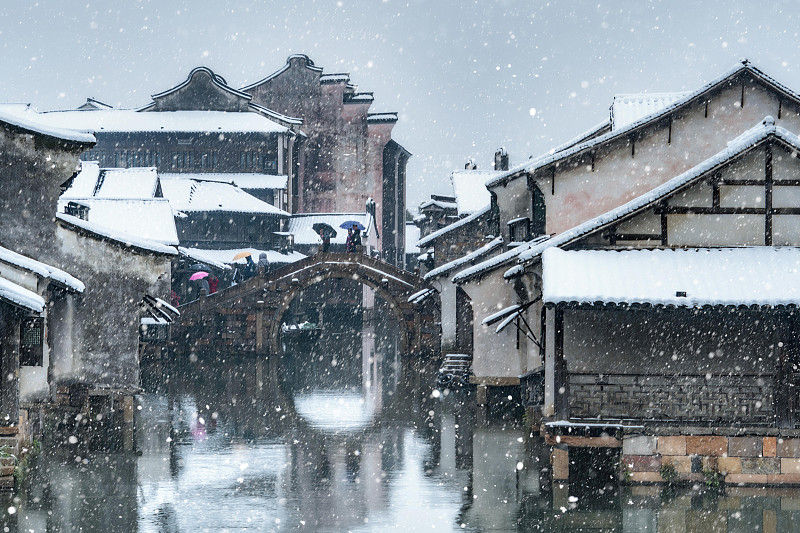 烏鎮雪景圖片素材