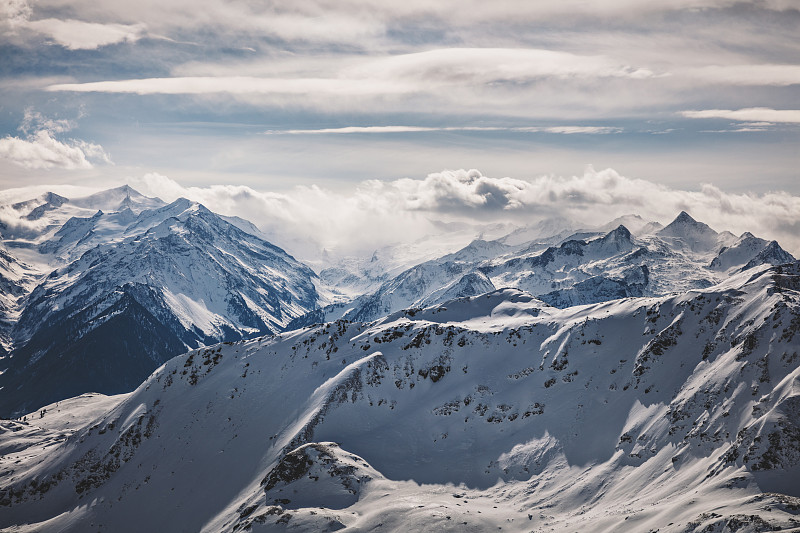 風景雪山對天空，瓦爾德Im Pinzgau，奧地利圖片素材