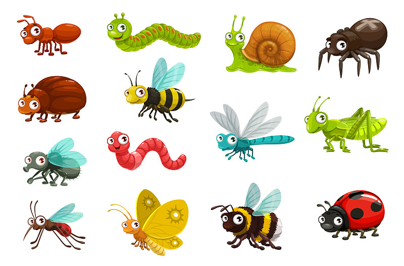 可爱的虫子和昆虫卡通人物图片