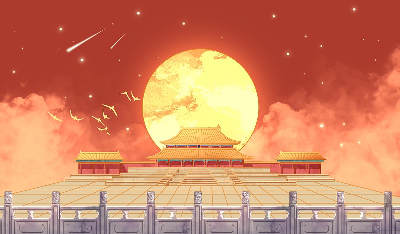 北京故宫太和殿节日插画下载