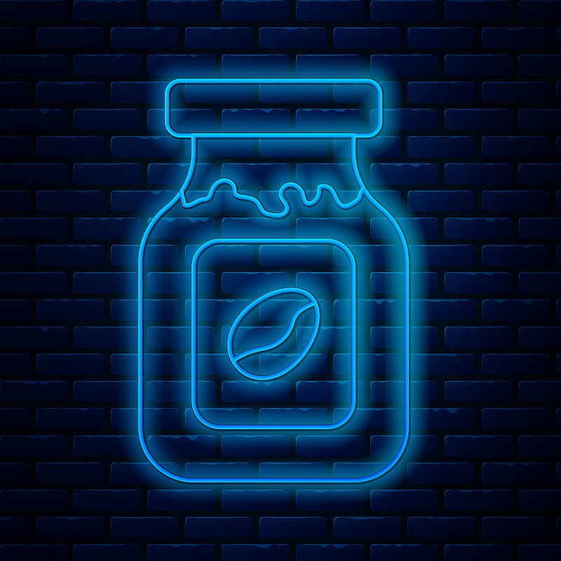 發光的霓虹燈線咖啡罐瓶圖標孤立插畫圖片
