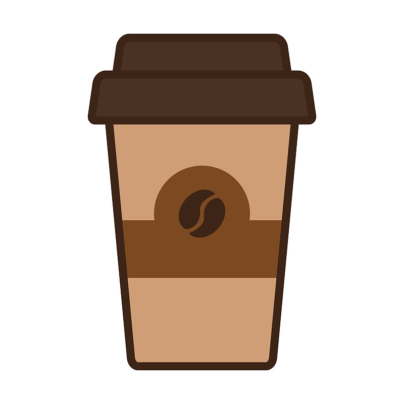 一個帶蓋子的棕色咖啡杯插畫圖片