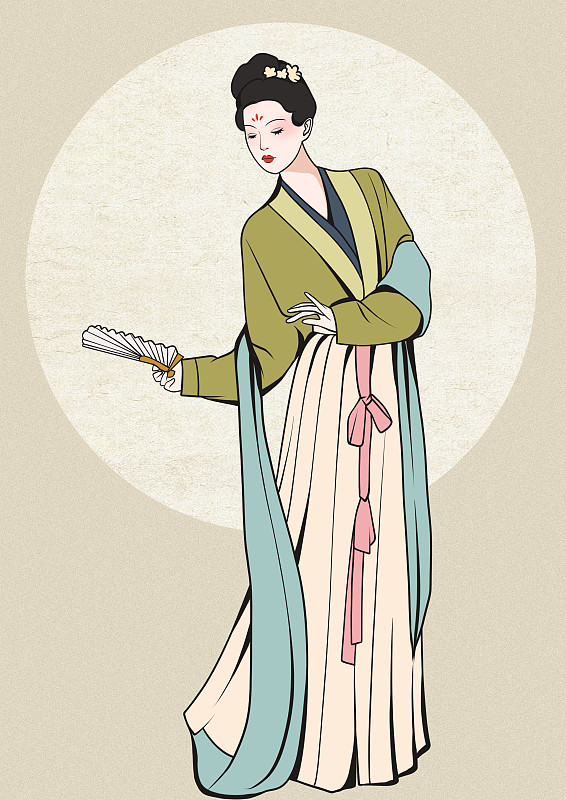 唐朝汉服传统文化服饰古代女子国风插画下载