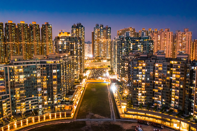 香港將軍澳住宅區的無人機圖圖片素材