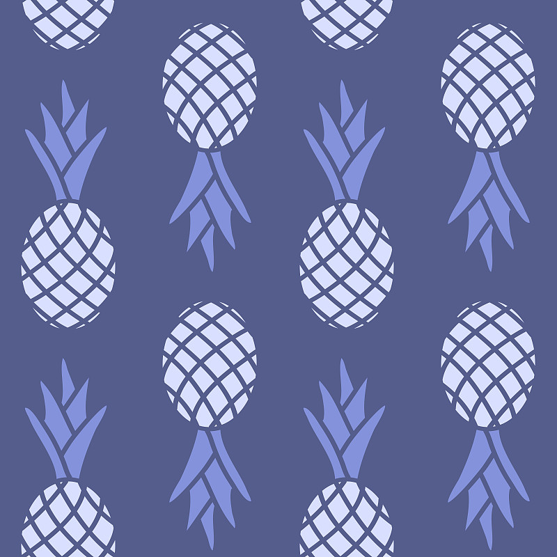 菠蘿無縫圖案，紫藍單色簡單矢量插畫紡織品設計插畫圖片