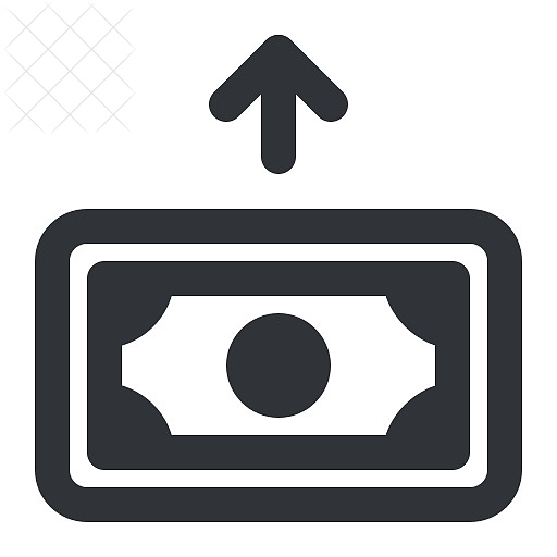 Arrow, cash, currency, money, payment icon.