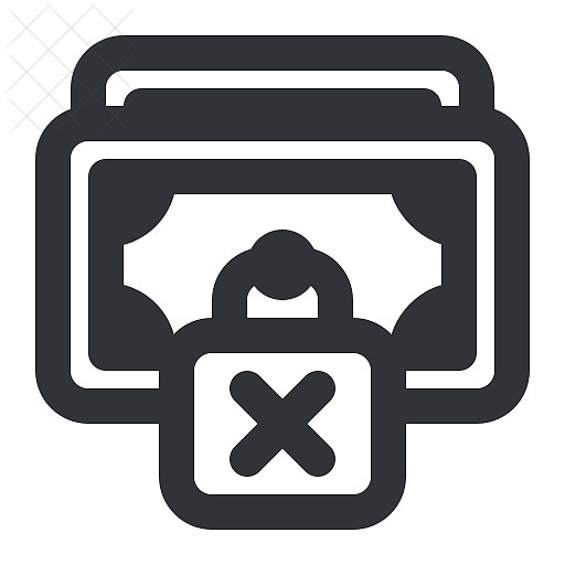 Cash, currency, lock, locked, money icon.