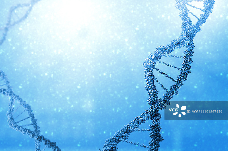 DNA分子。生物化学背景概念与高科技dna分子图片素材