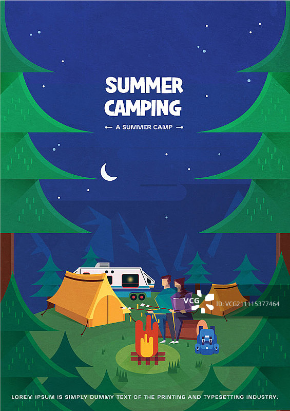 夏季露营的海报图片素材