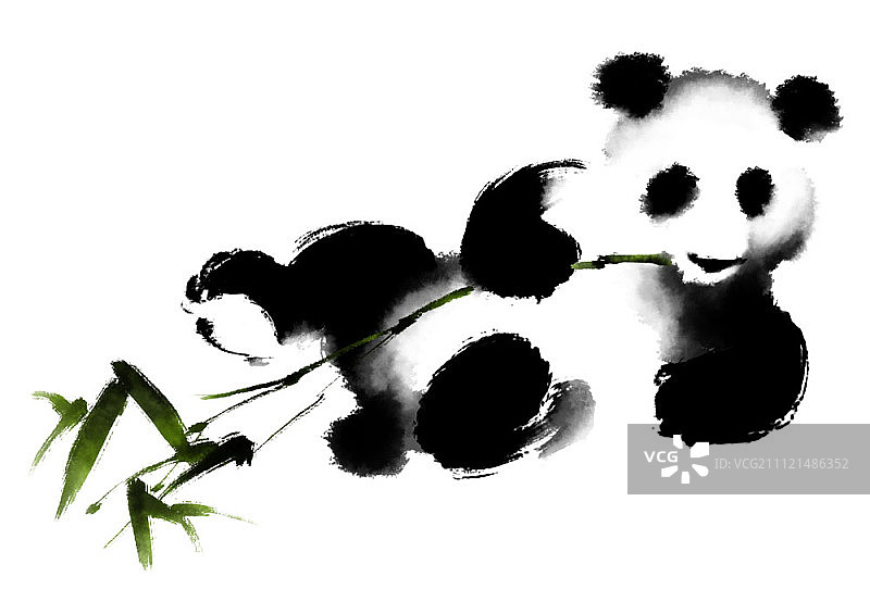 水墨画插画-熊猫图片素材