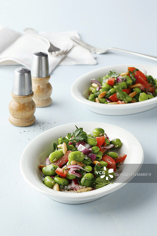 混合蔬菜沙拉与马苏里拉奶酪盘图片素材