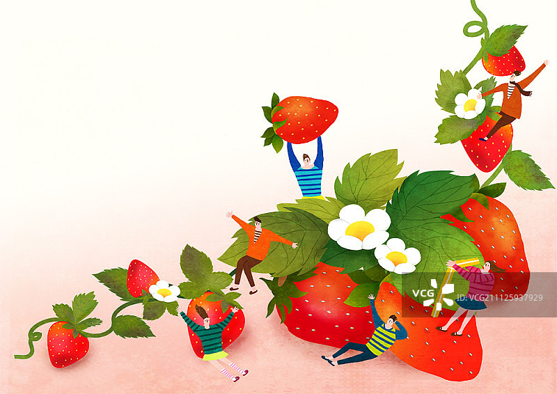 草莓雕像插图图片素材
