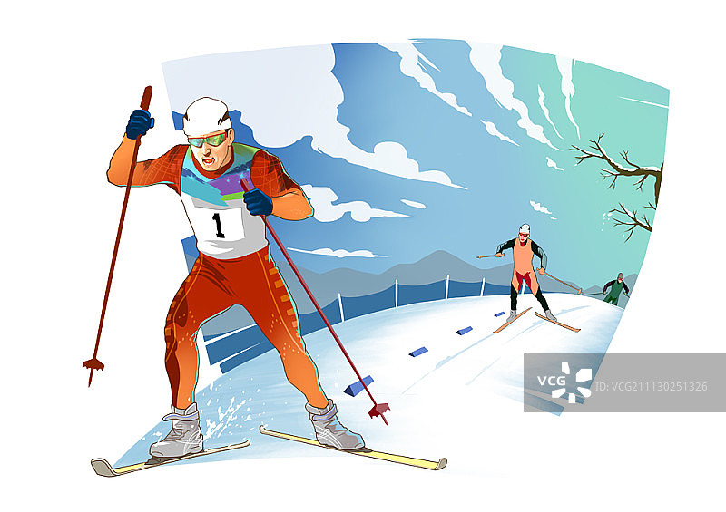 越野滑雪漫画图片