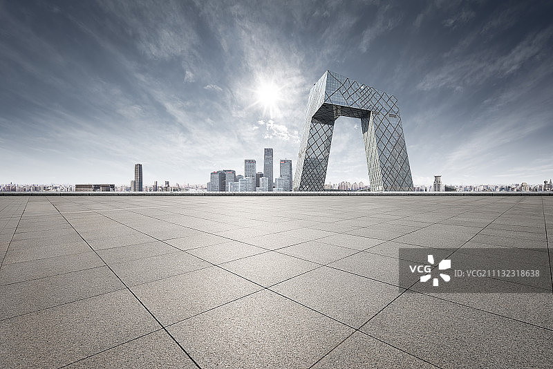 北京地标建筑和道路平台图片素材