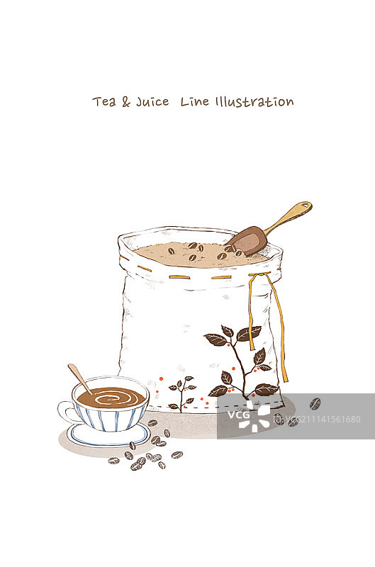 茶和果汁线插图图片素材