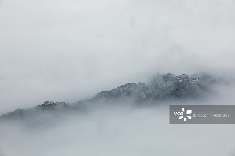 九华山雪景风光图片素材