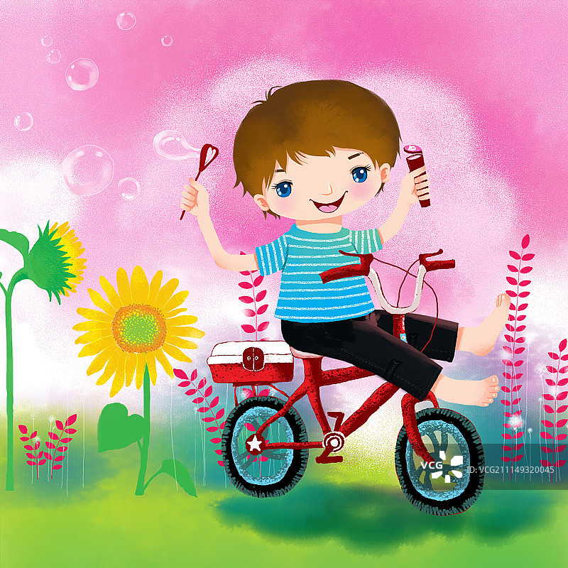 儿童人物插画组图3000幅-玩泡泡图片素材