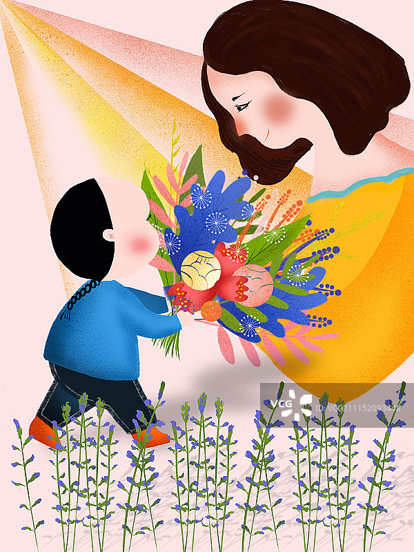 太阳能的日常-送束花给母亲图片素材