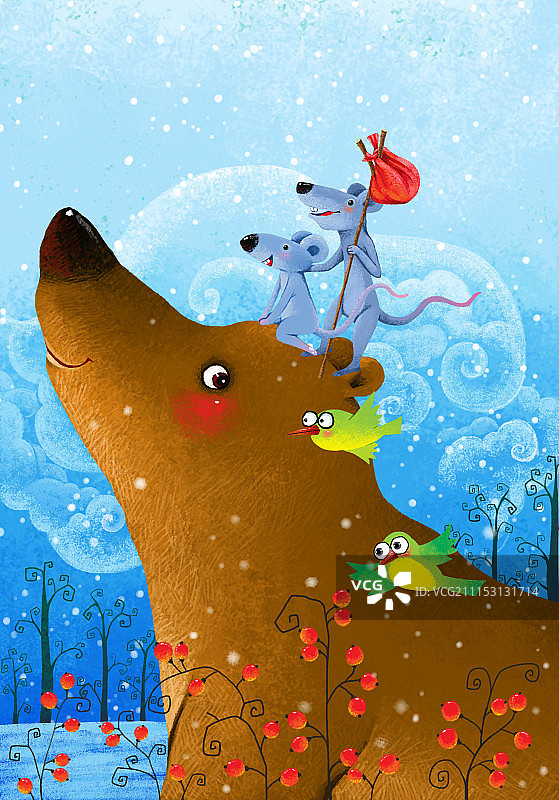 动物插画系列作品共3000幅-熊和老鼠图片素材