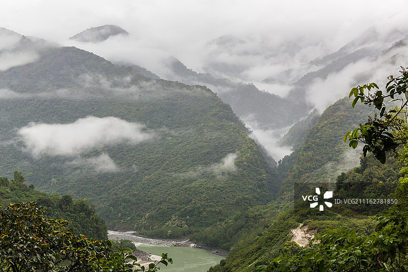 中国西藏墨脱雅鲁藏布江大峡谷大转弯云海风光图片素材