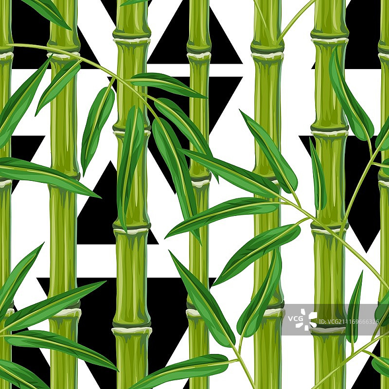 竹叶植物无缝图案。背景没有剪贴蒙版。易于使用的背景，纺织品，包装纸。图片素材
