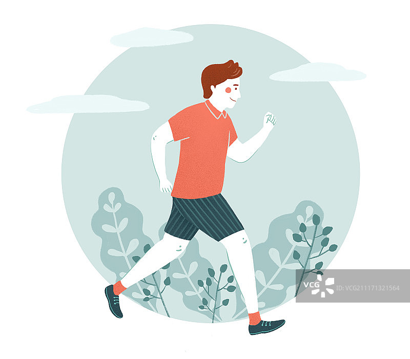 男子跑步运动插画图片素材