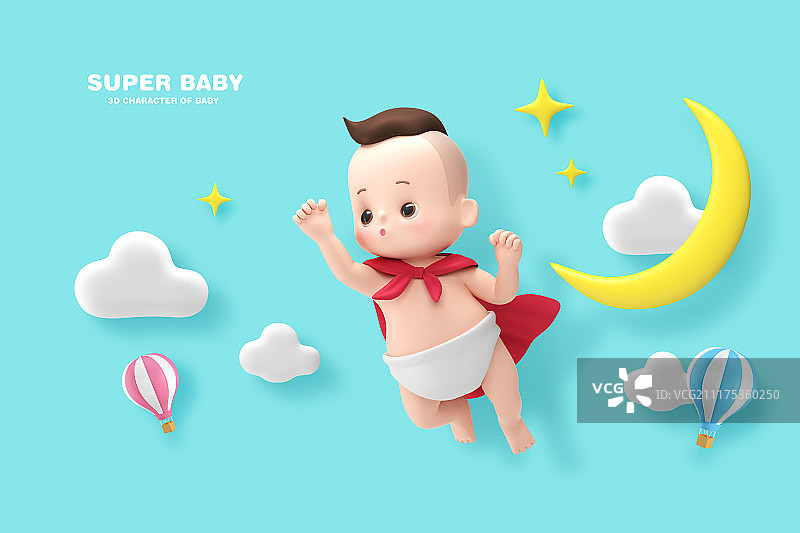 超级宝宝概念，3D宝宝角色。001图片素材