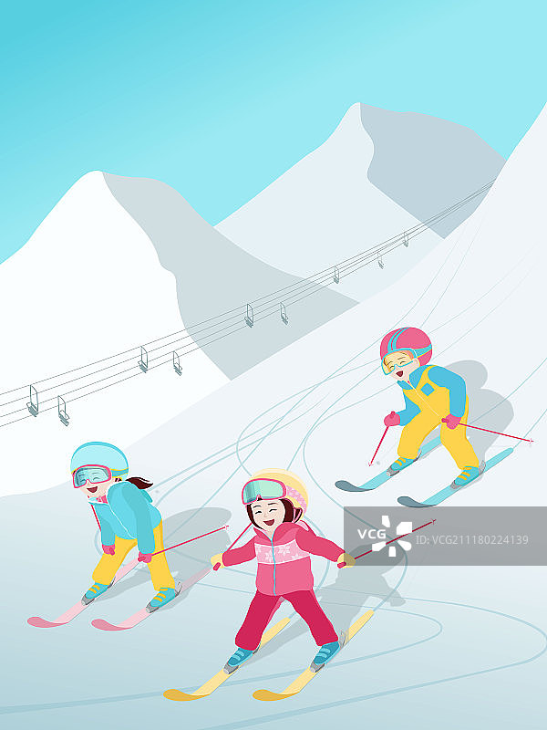 冬季儿童滑雪图片素材