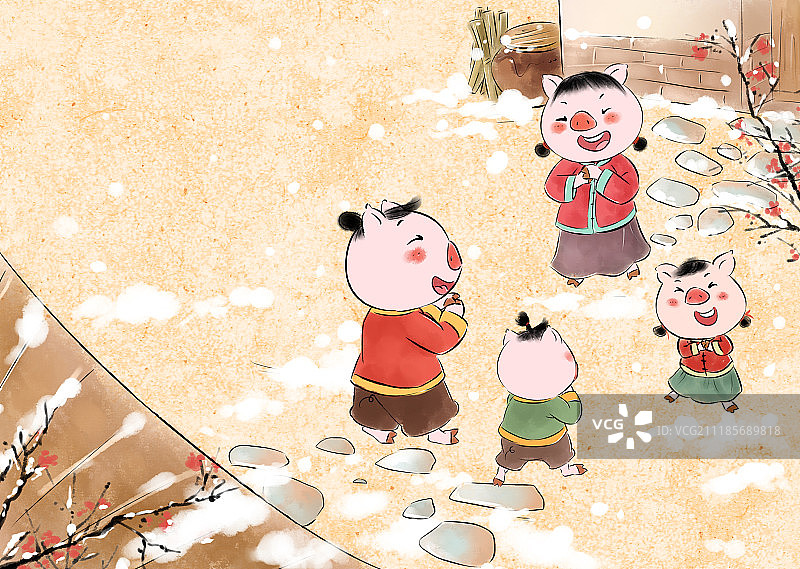 猪年春节年俗系列大年初二拜年图片素材