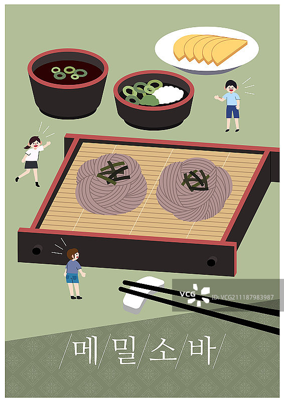 食品，韩国食品(亚洲食品)，微型(工艺)，筷子，荞麦面，面条图片素材