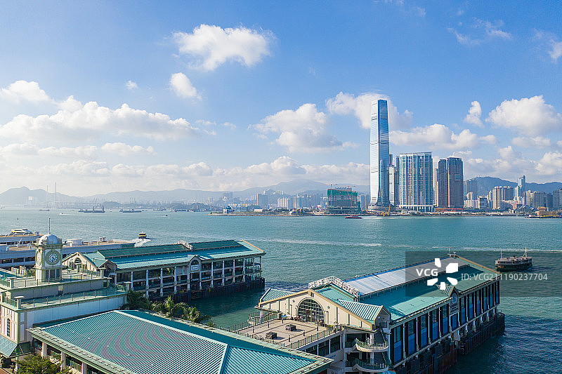 香港中环码头航拍及城市风光图片素材