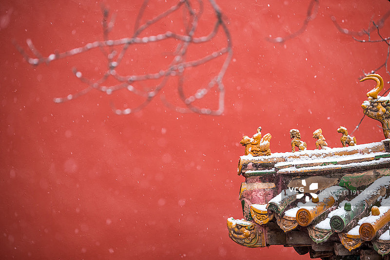 北京冬天故宫的雪图片素材
