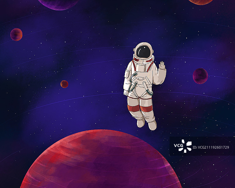 科幻太空人物插画图片素材