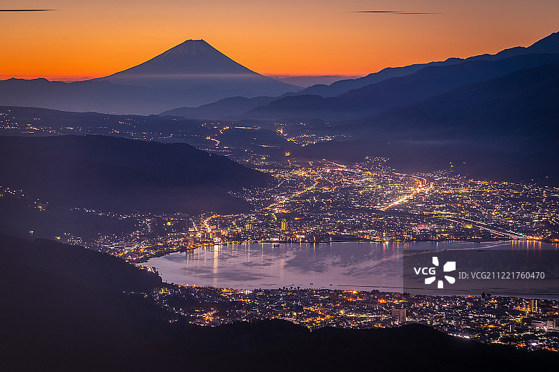 富士山和苏瓦湖图片素材
