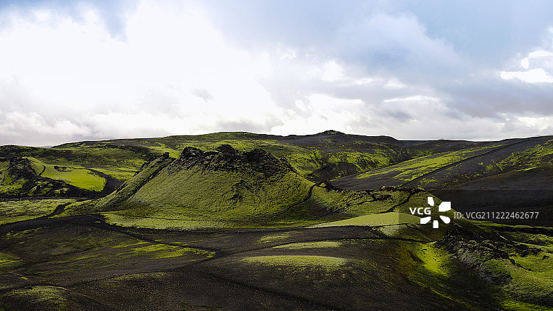 冰岛中部拉卡加火山谷的景观图片素材
