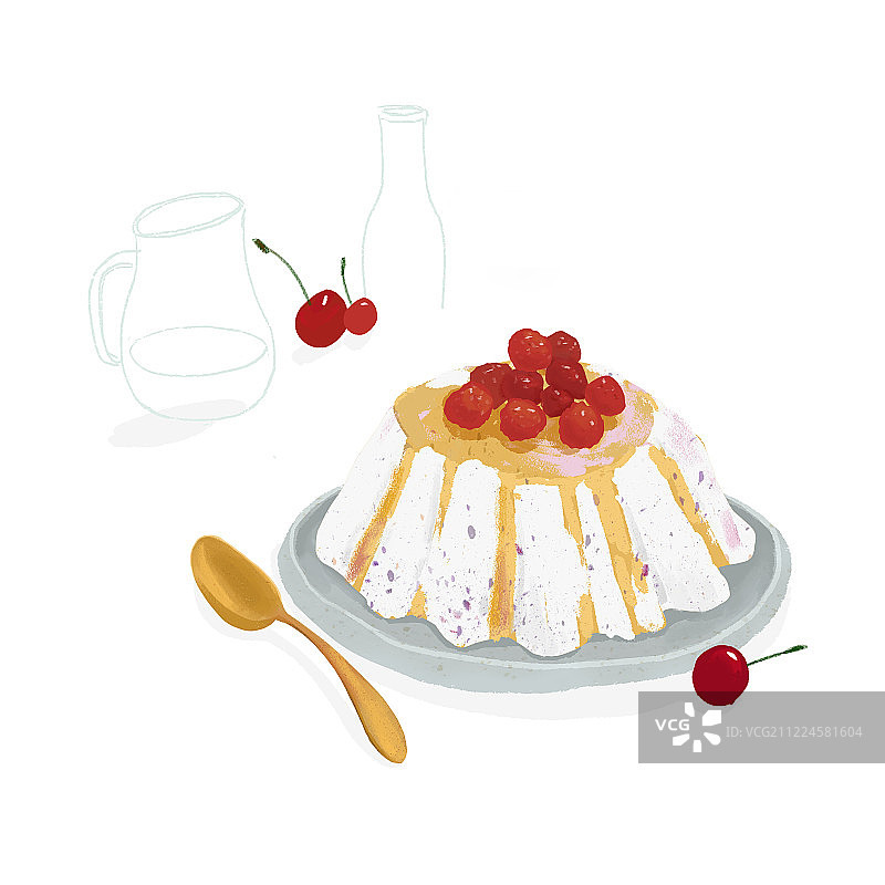 芒果车厘子蛋糕下午茶甜品图片素材