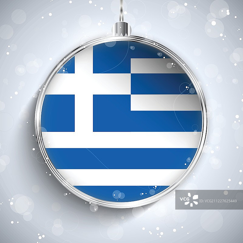 圣诞快乐，带旗帜的希腊银球图片素材