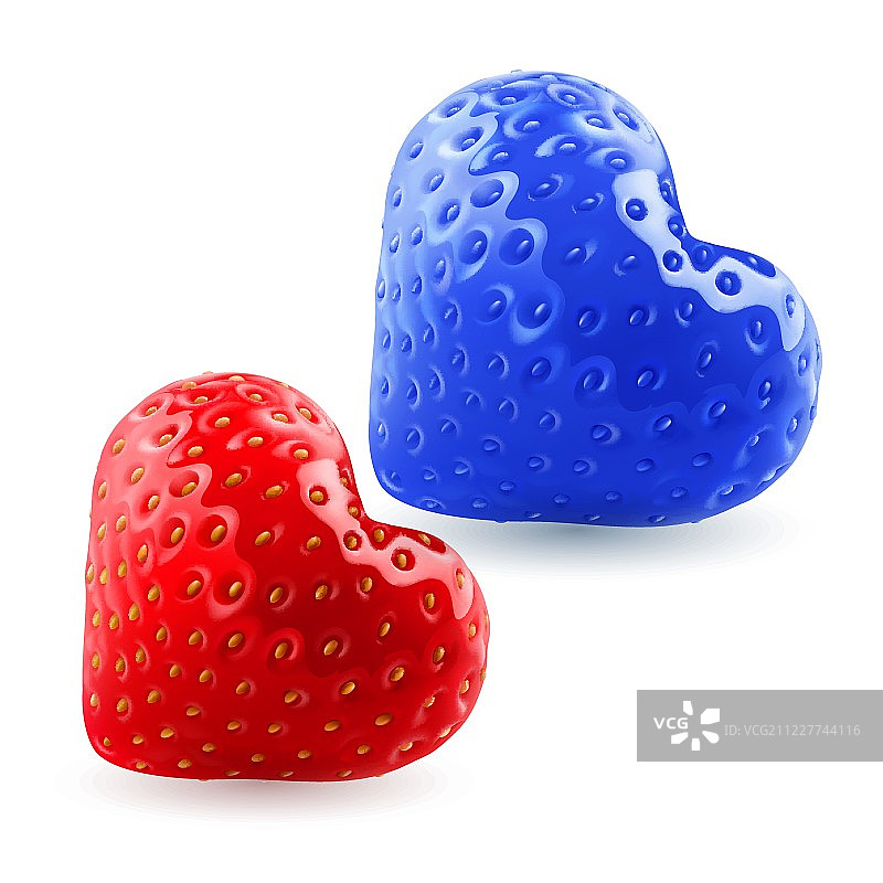 红色和蓝色的草莓心图片素材