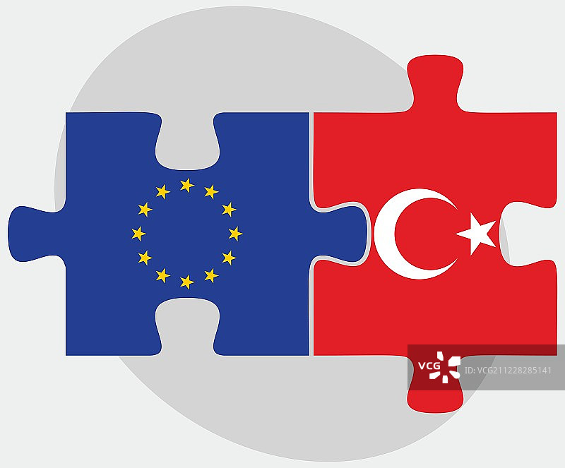 欧盟和土耳其国旗的拼图图片素材