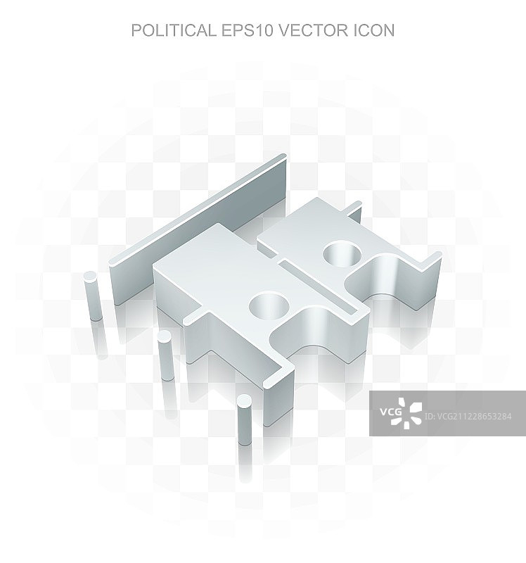 政治图标:平面金属3d选举，透明阴影，EPS 10矢量。图片素材