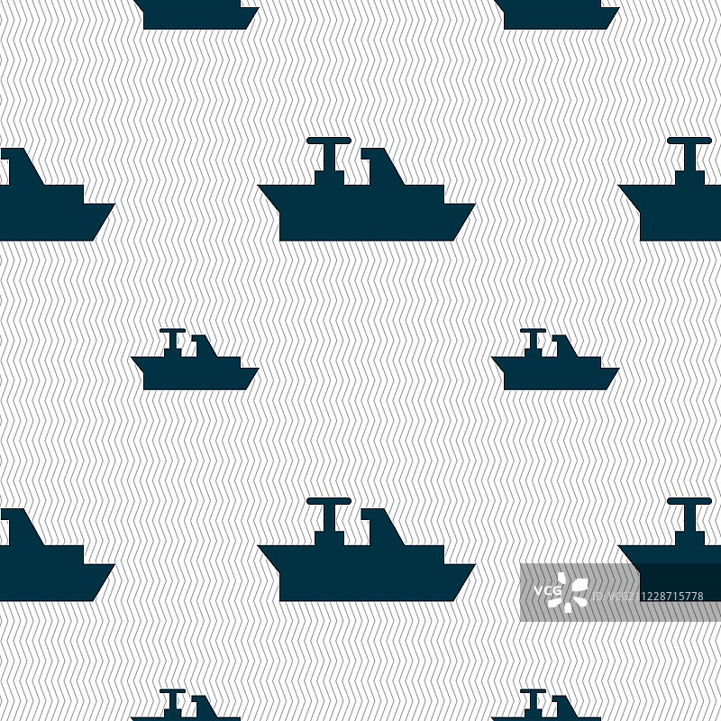船，船，货物标志。无缝图案与几何纹理。向量图片素材