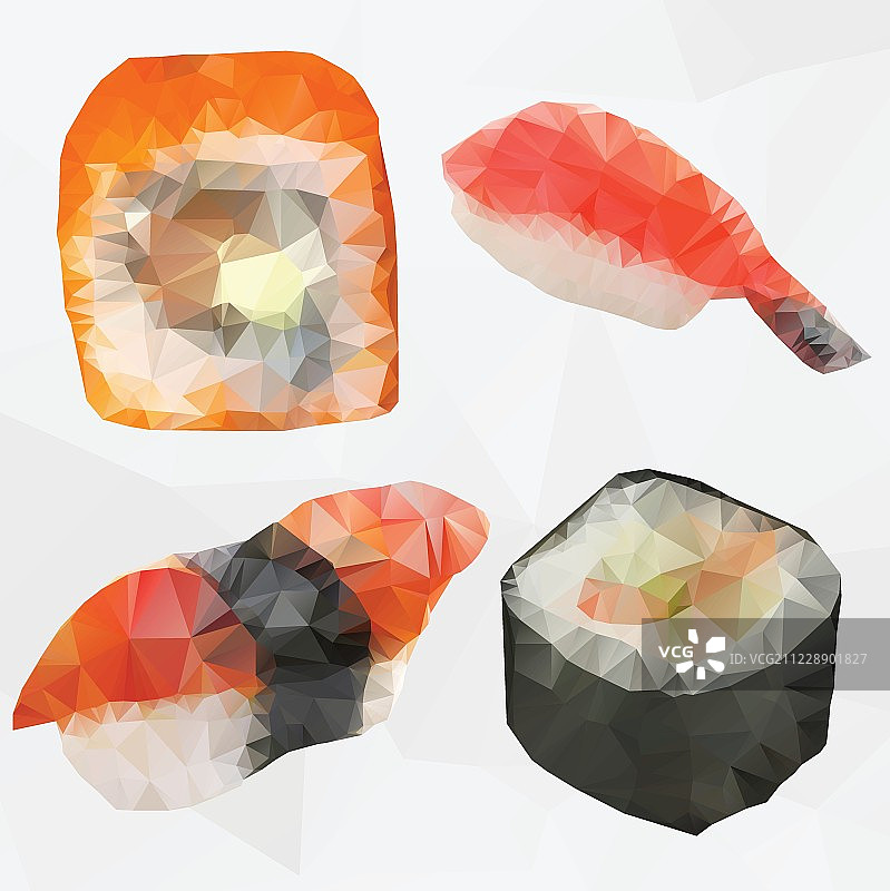 寿司-多边形向量的集合图片素材