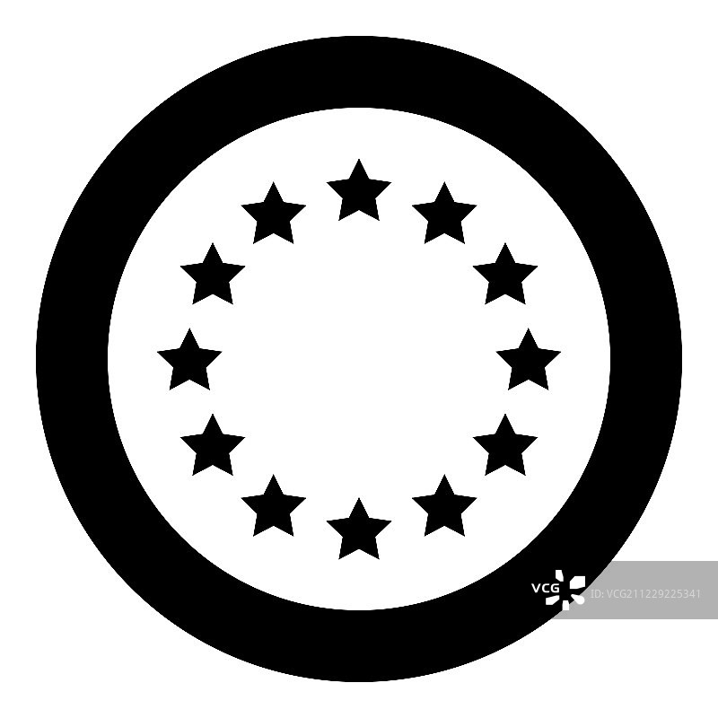 圆圈内的星星图标为黑色图片素材