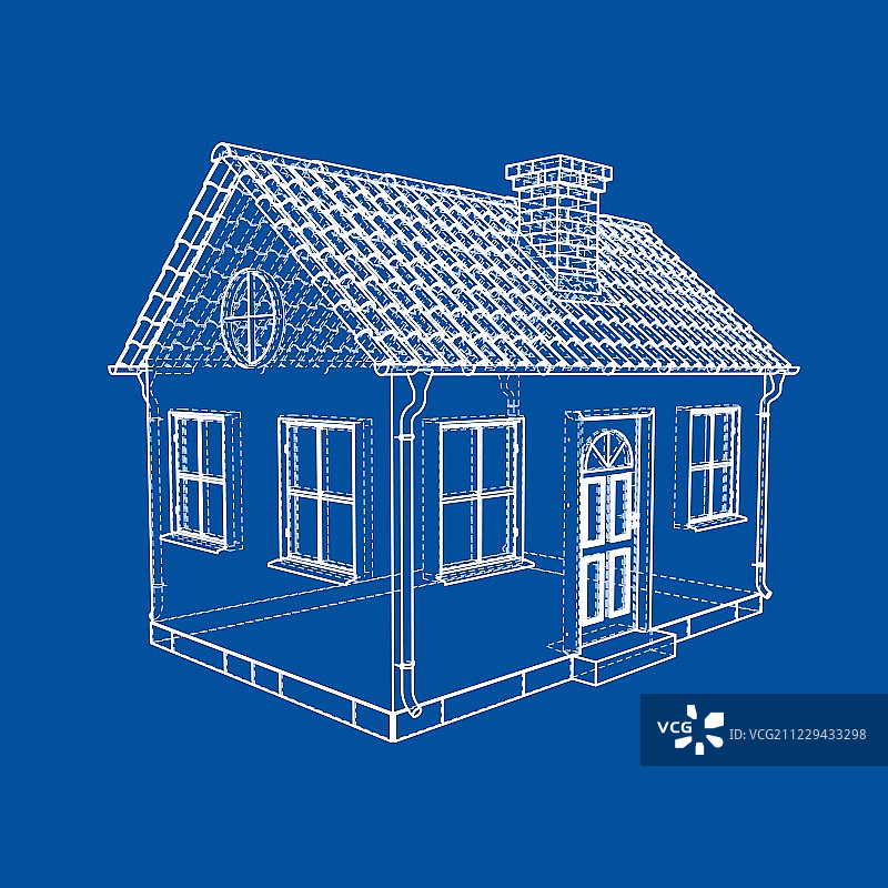 私人房子草图。三维矢量渲染图片素材